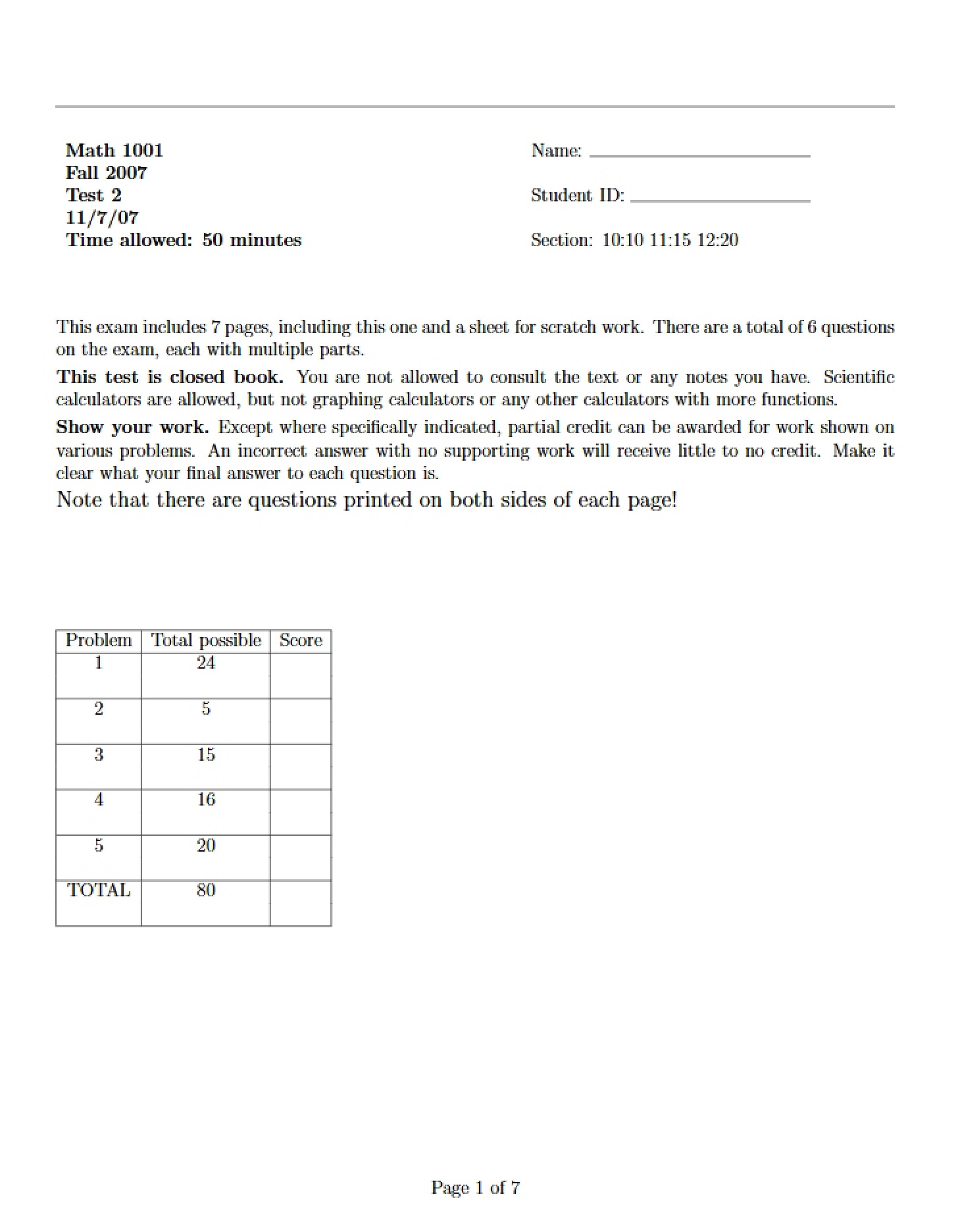Examination Paper