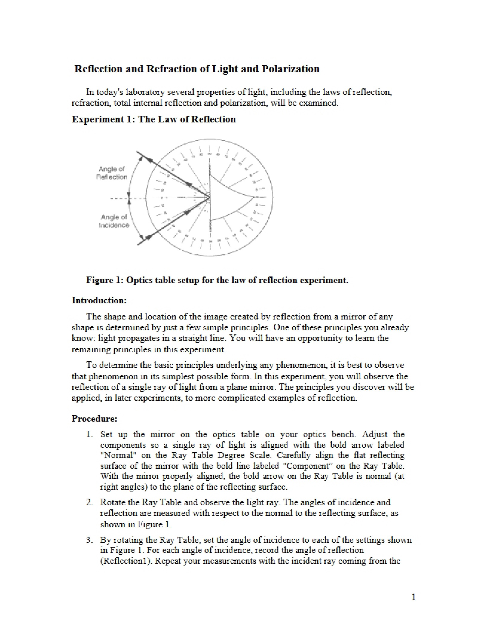 Polarization, Refraction, and Reflection of Light