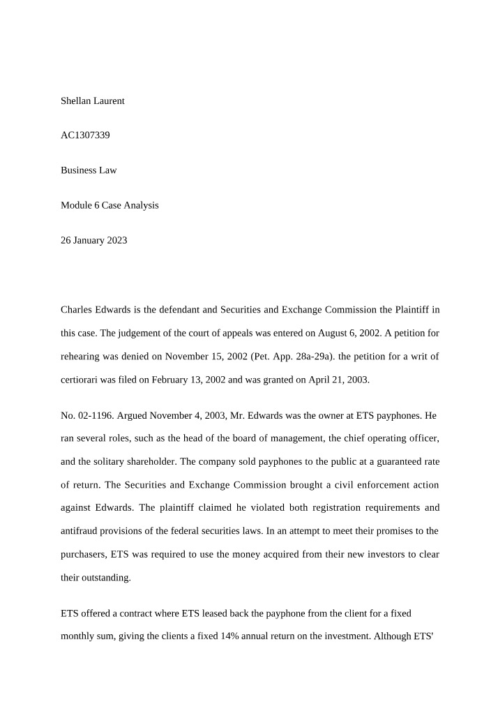 The Edwards Case Study