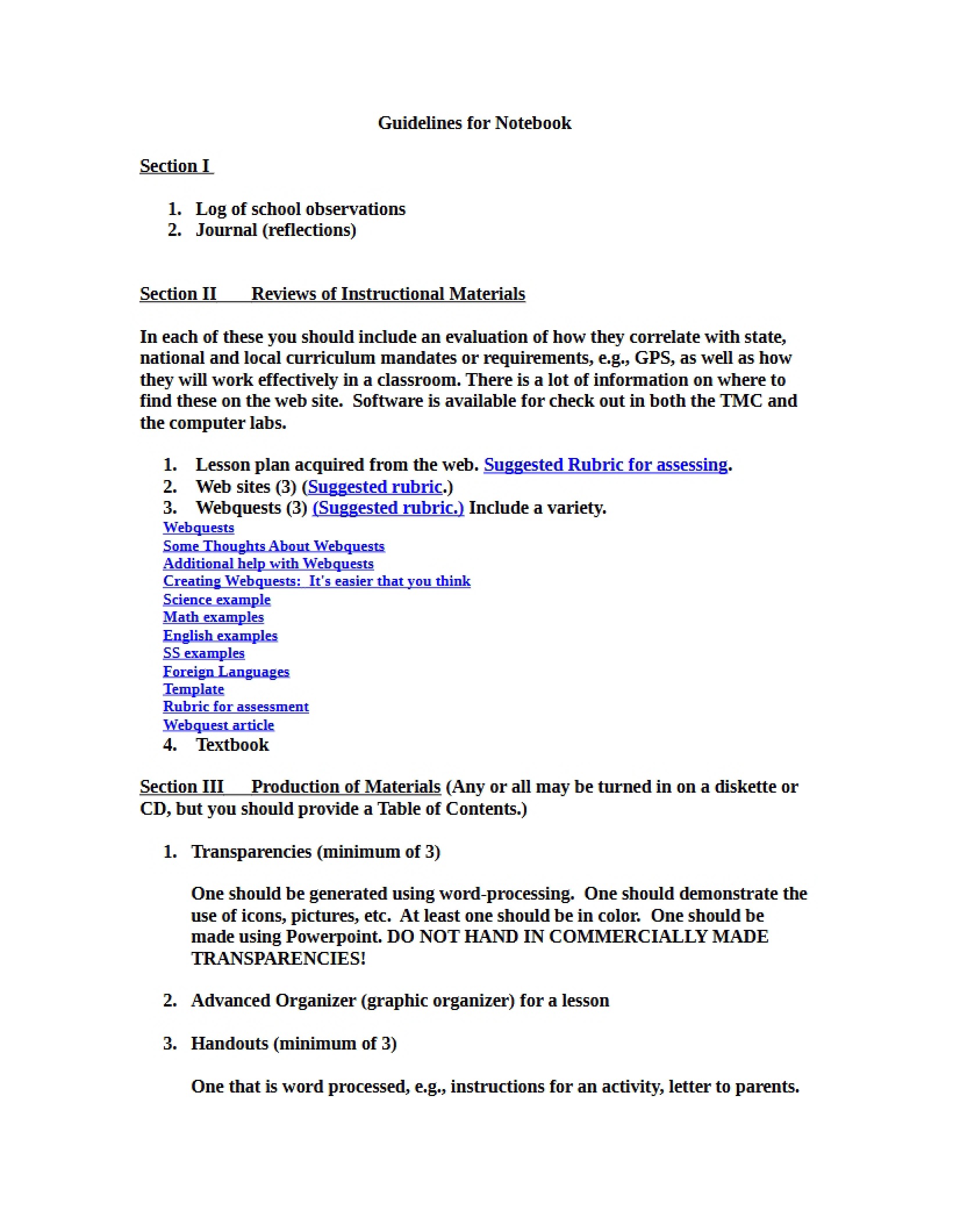 Notebook Guidelines