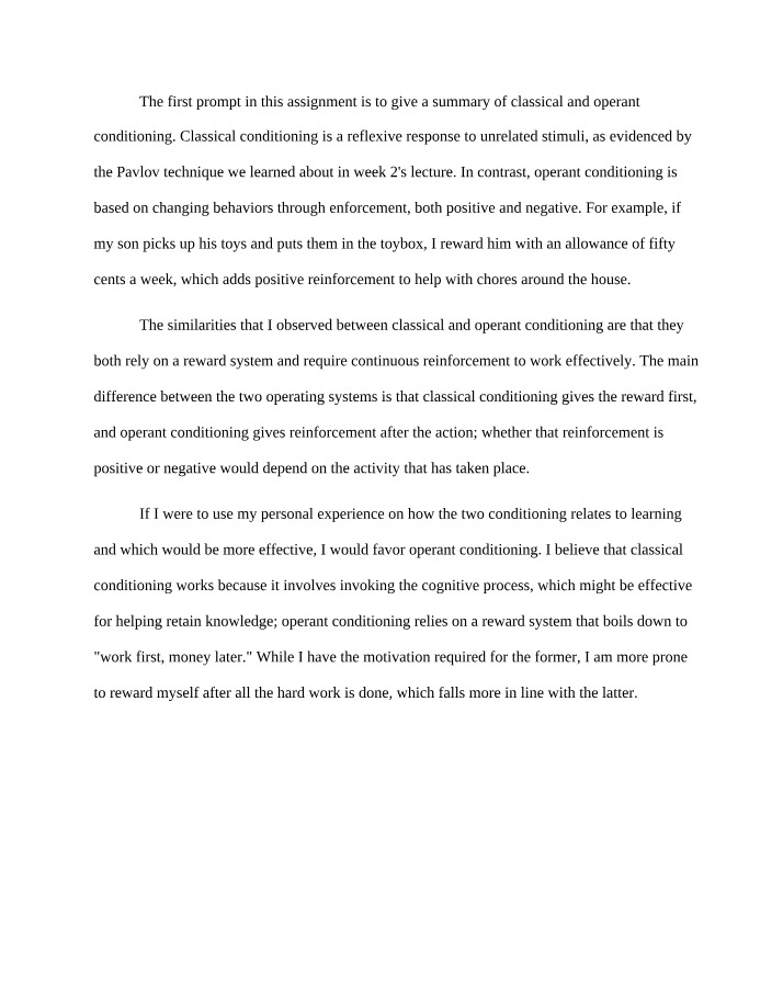 Human thought and learning - Week 4 Assignment