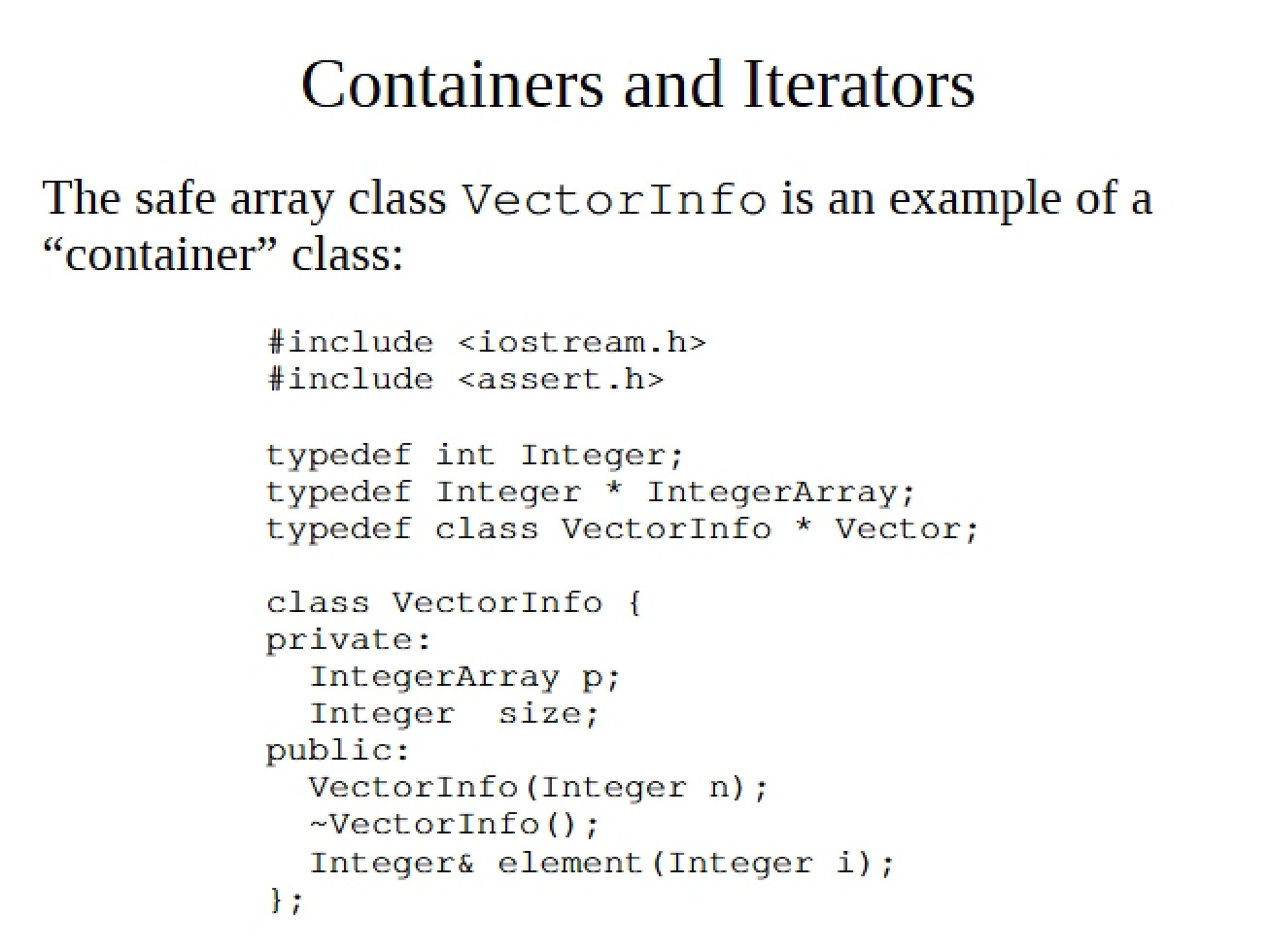 Iterators and Containers