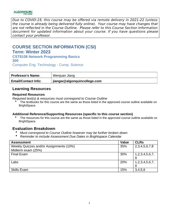 Winter 2023 Section Information for Network Programming Basics