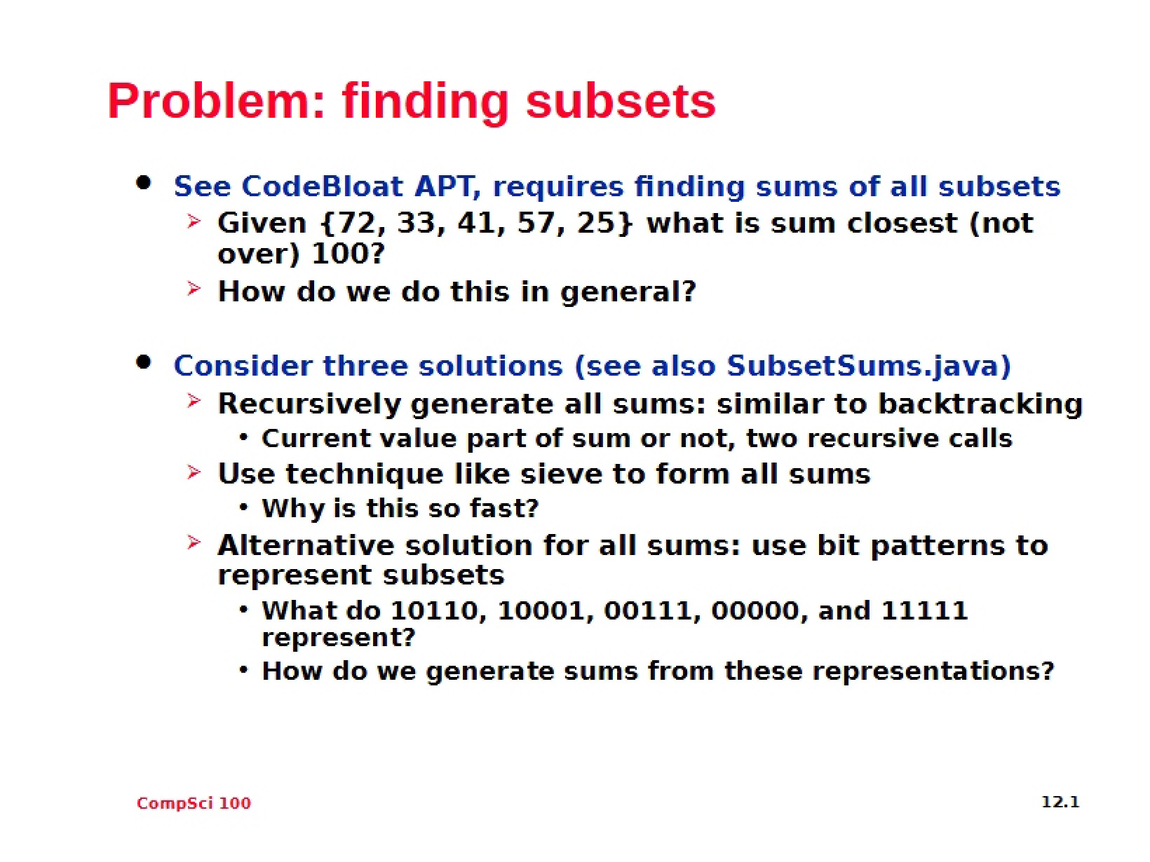Subset Finding