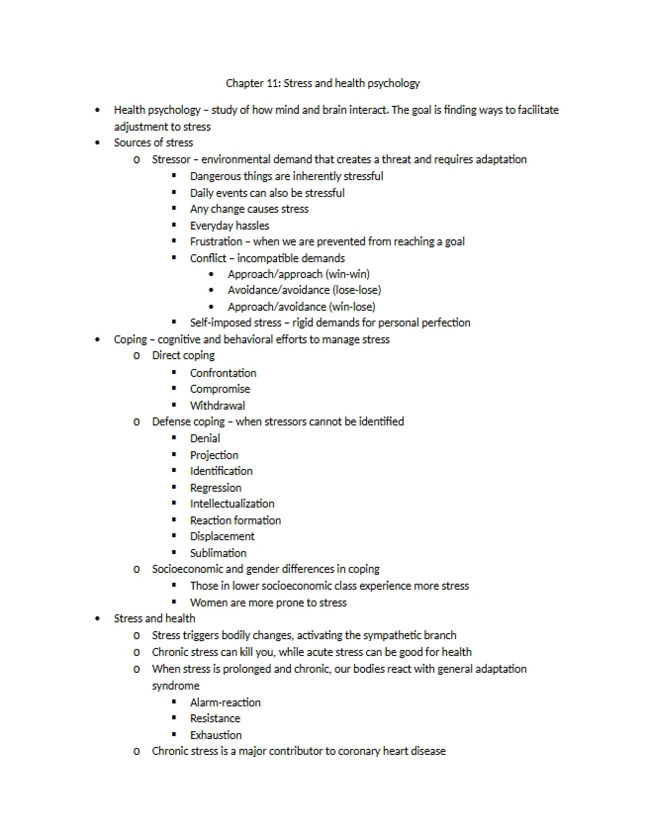 Stress and Health Psychology Chapter Eleven