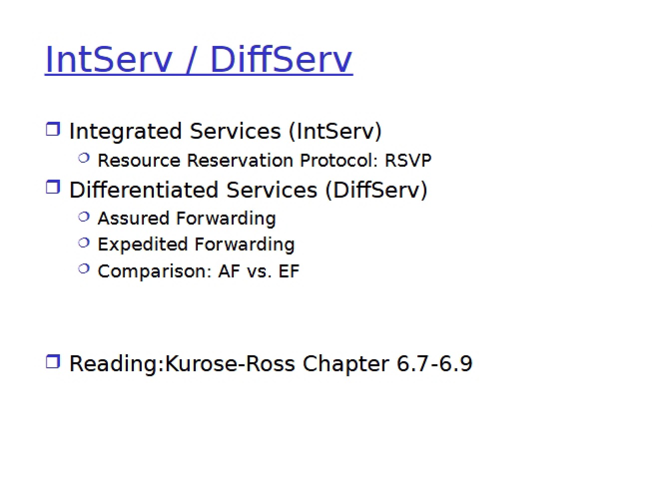 DiffServ and IntServ
