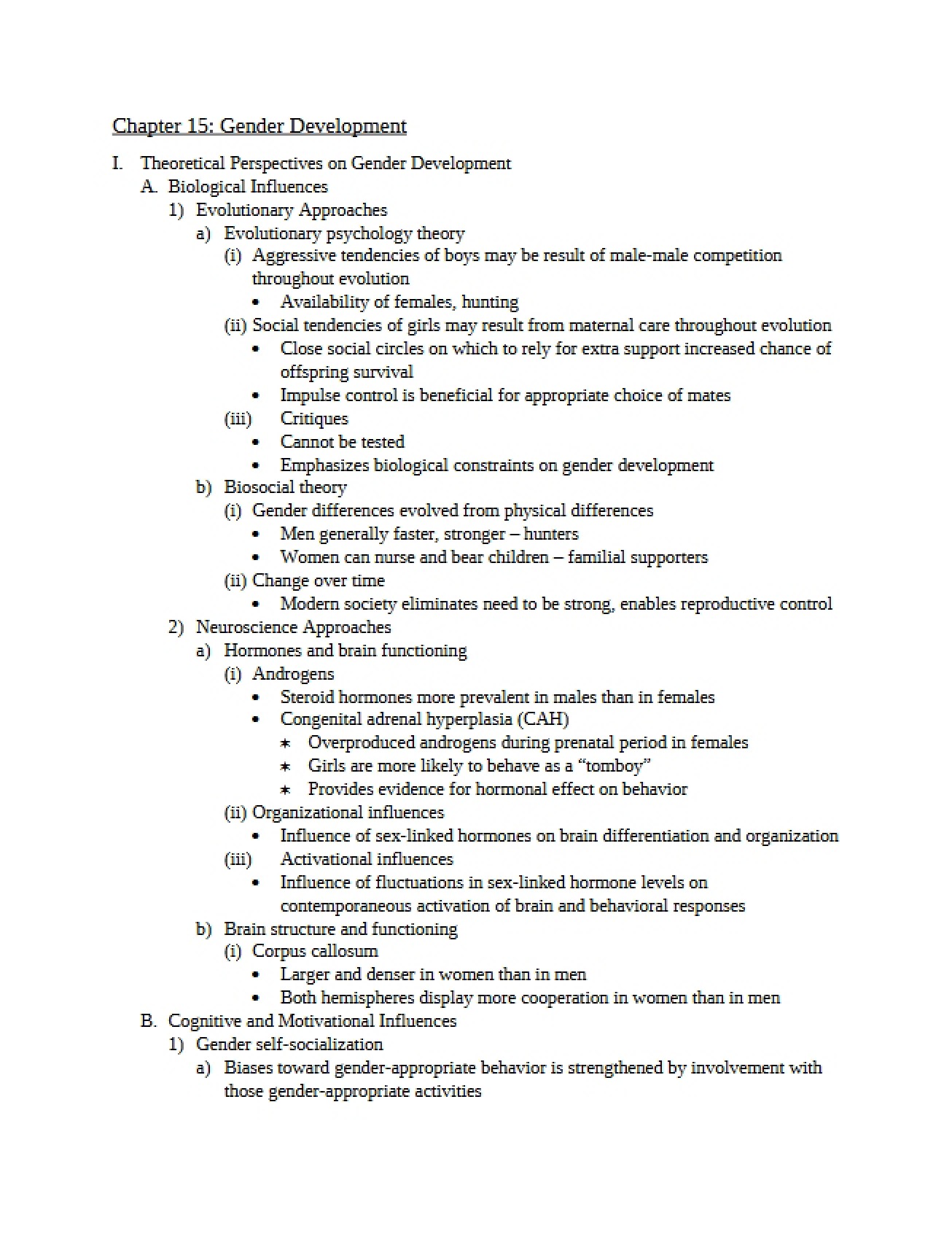 Development of Gender (Chapter 15)