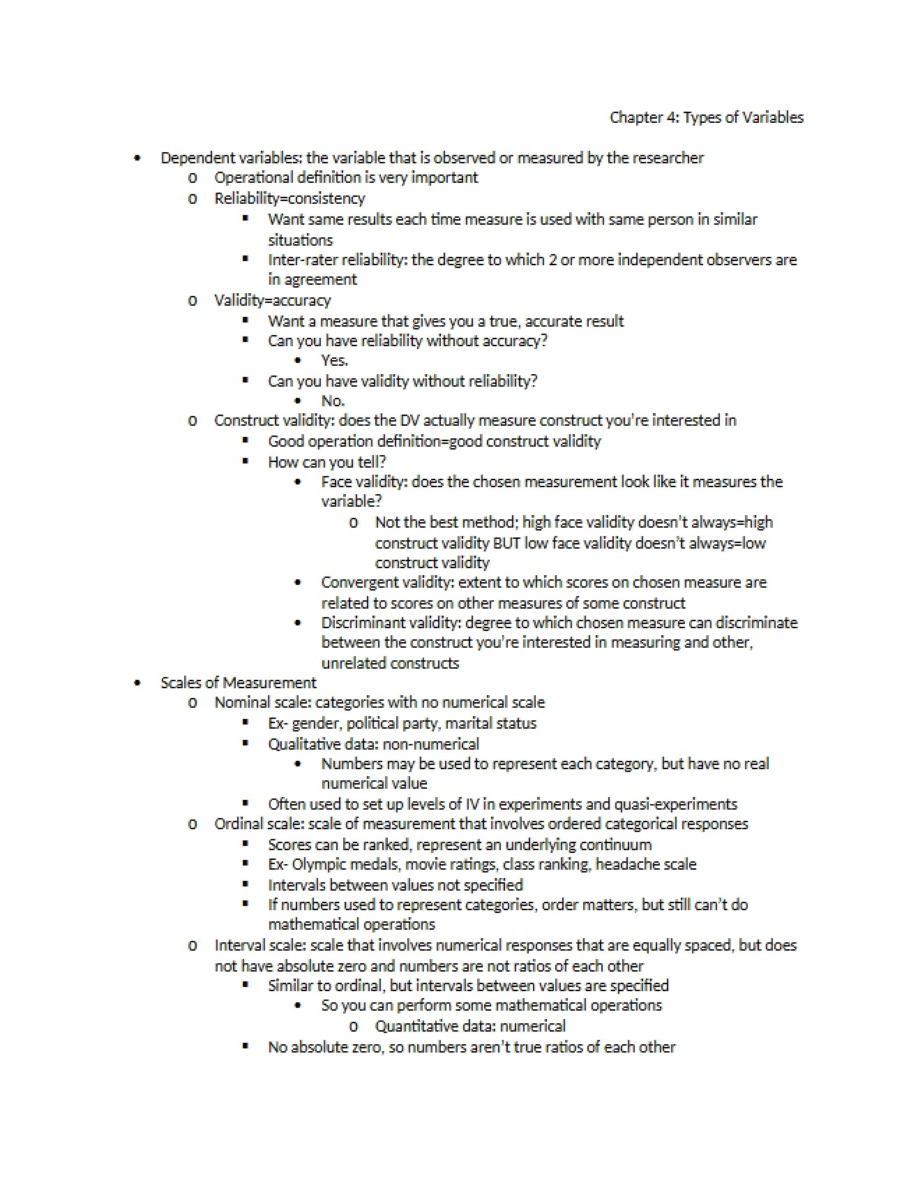 Variable Types (Chapter Four)
