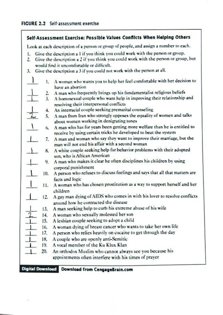 Values Conflicts When Helping Others - Self-Assessment