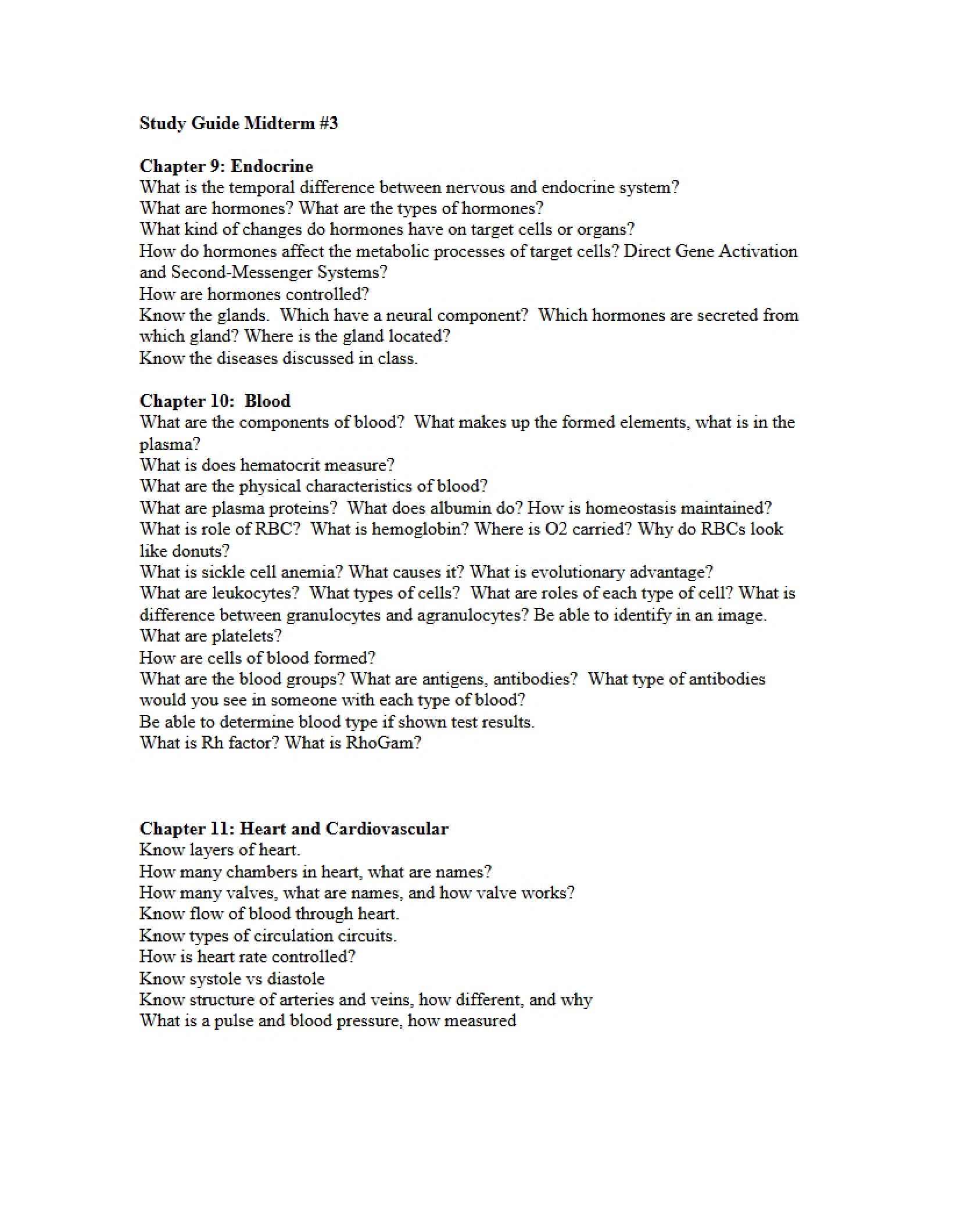 Guide for Midterm Three