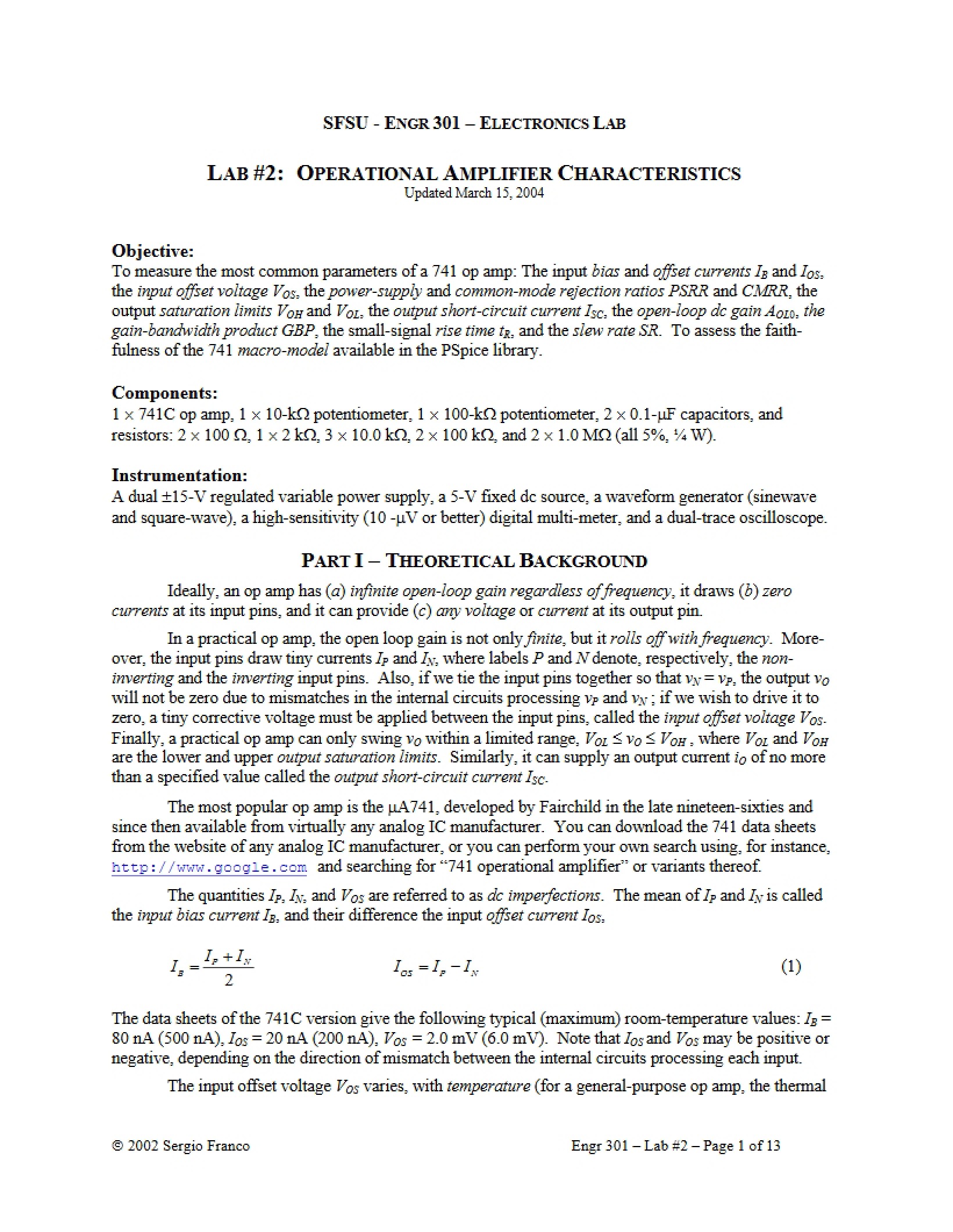 Characteristics of Op-Amps