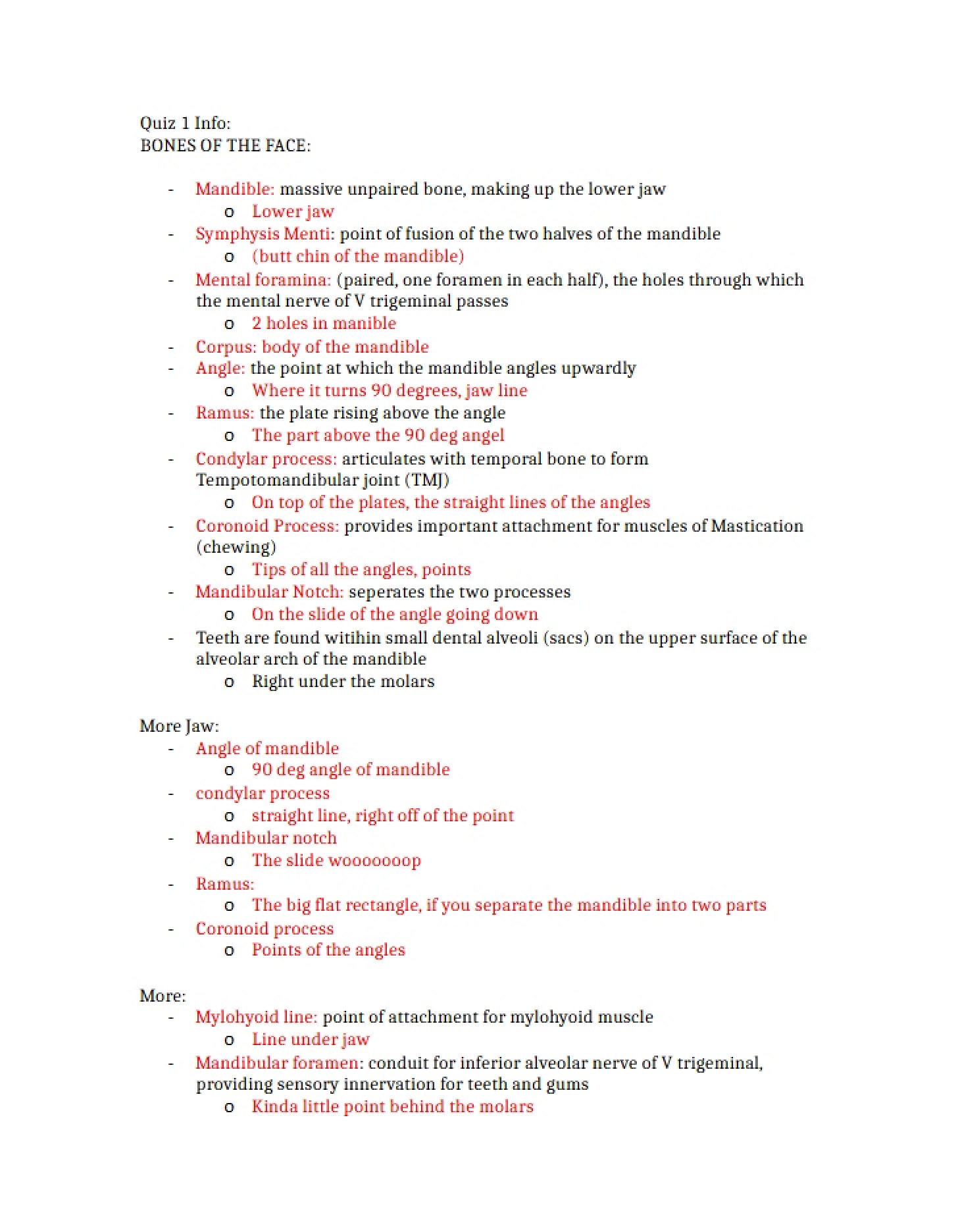 Information for Quiz 1