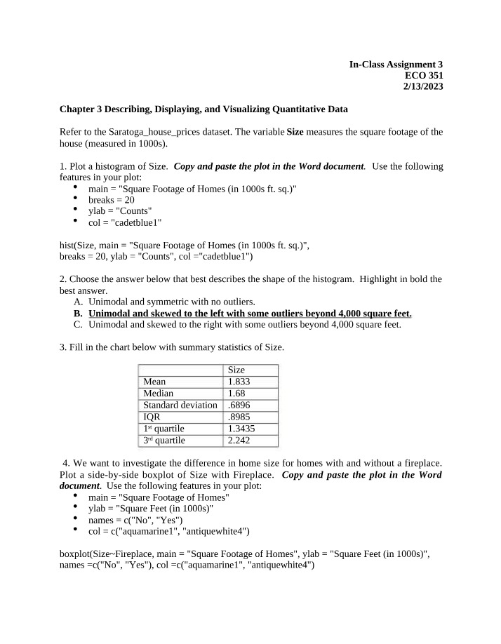 Visualizing, Displaying, and Describing Quantitative Data