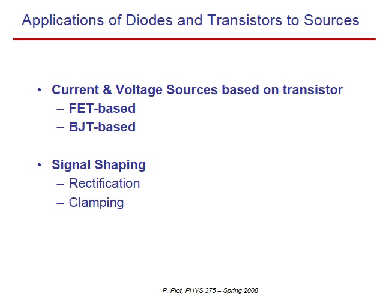 Source Applications Diodes and Transistors