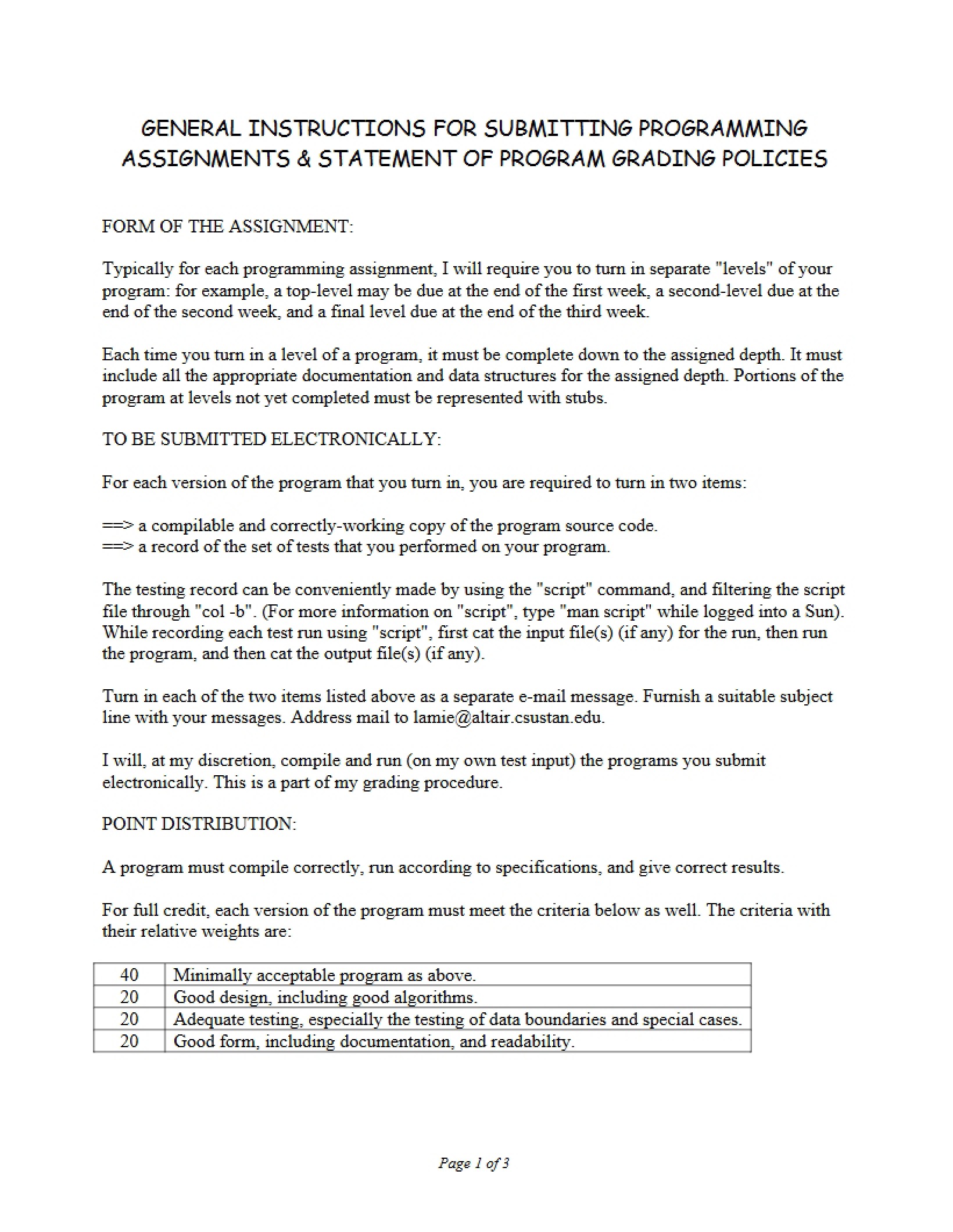 Rules for Assignments
