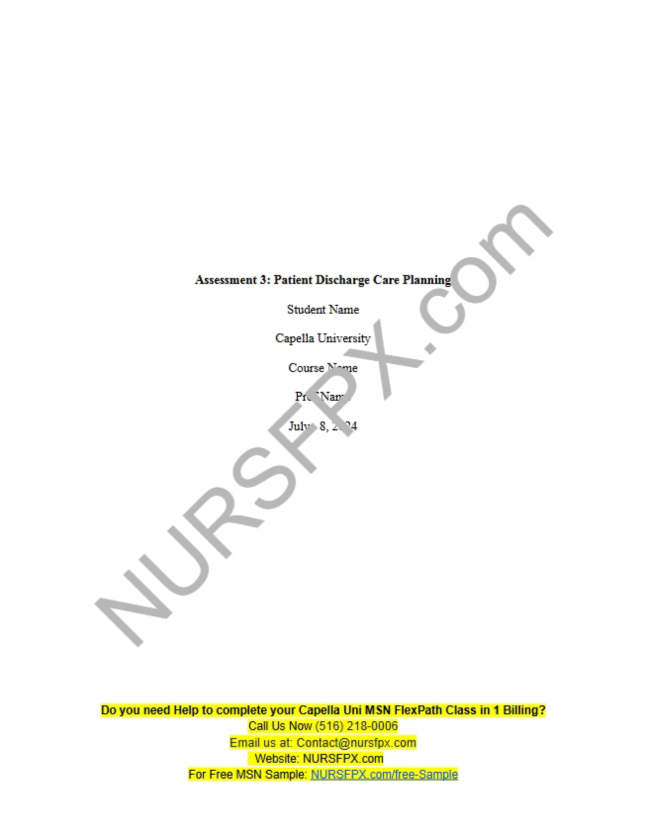 Planning Patient Discharge Care - Assessment 3 (v3)