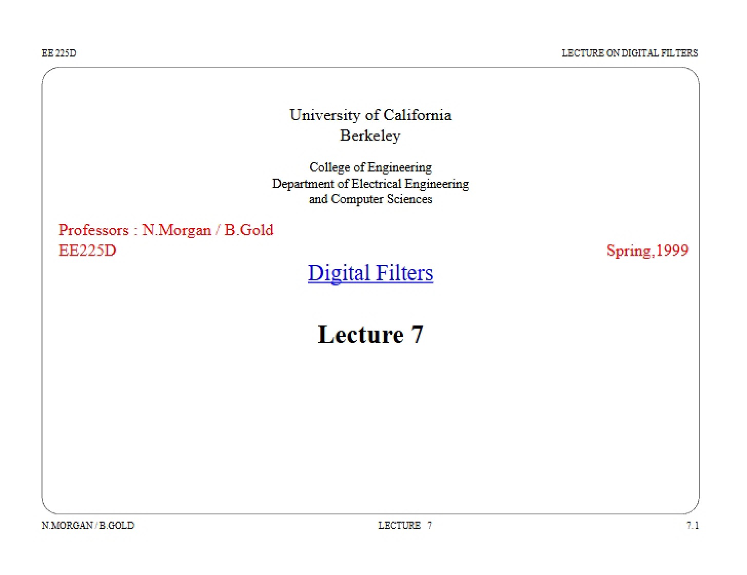 Lecture 7 Digital Filters