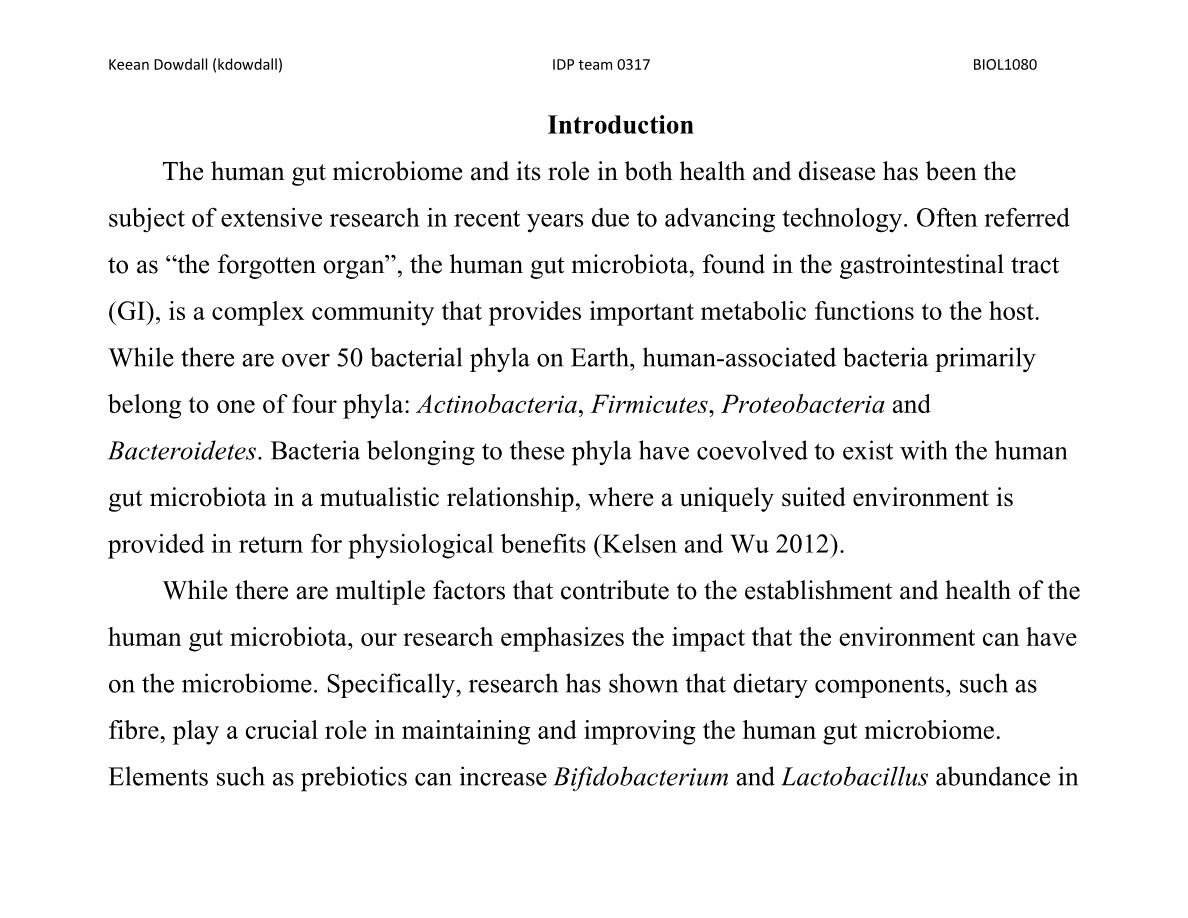The Gut Microbiome, Environment, and Disease - BIOL1080