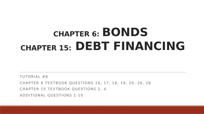 Tutorial Questions and Solutions - Bonds and Debt Financing