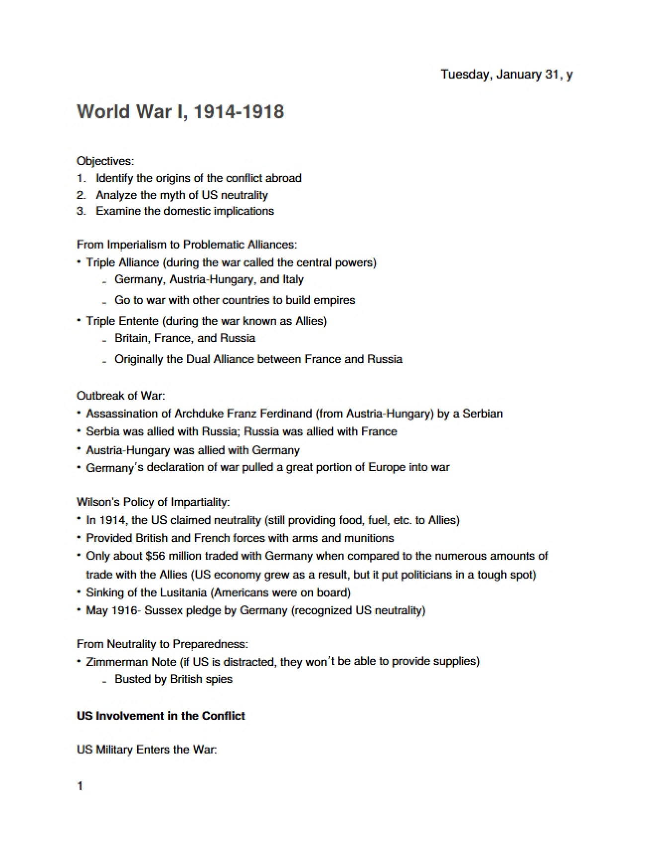 First World War