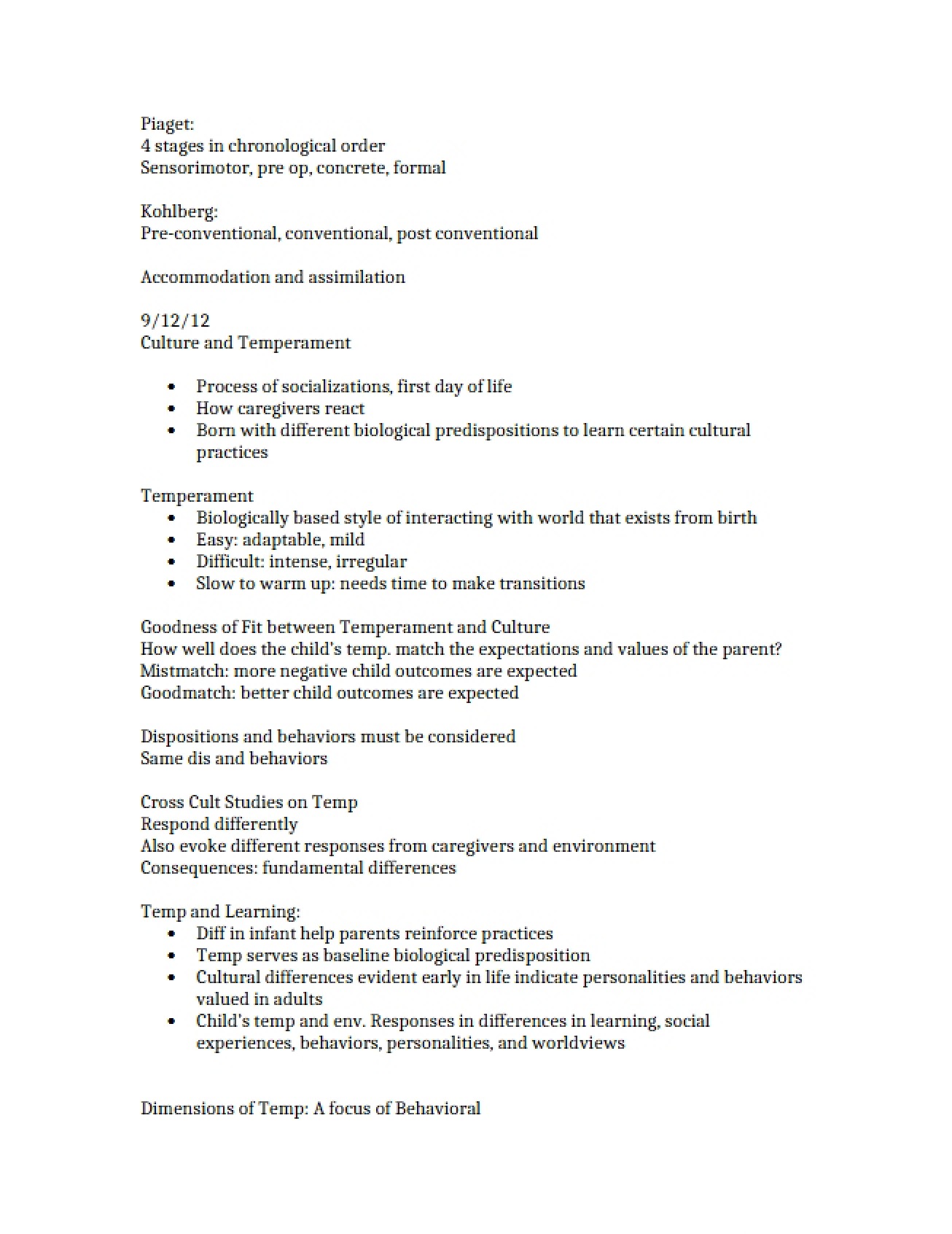 Key Points from Lectures
