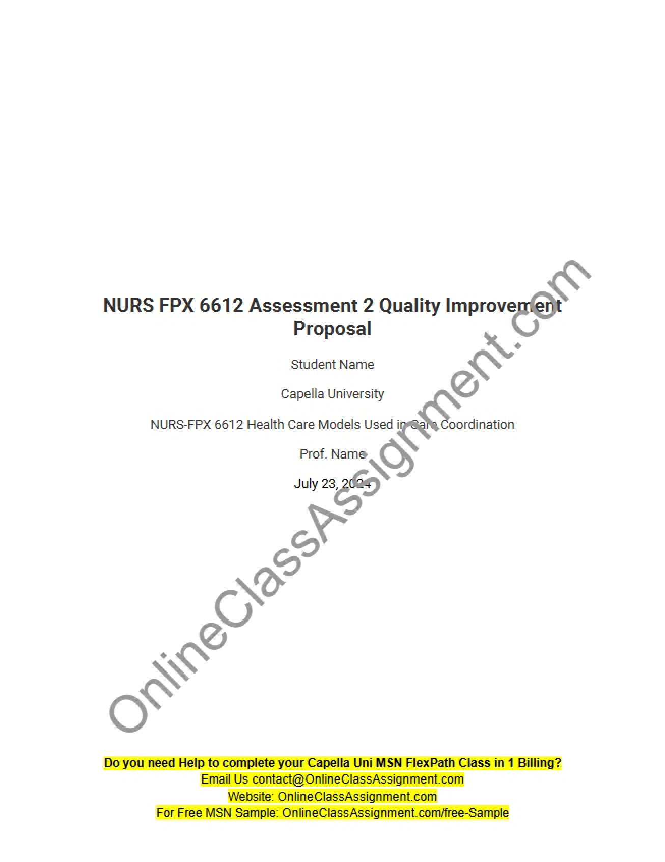 Quality Improvement Proposal - Assessment 2 (v1)
