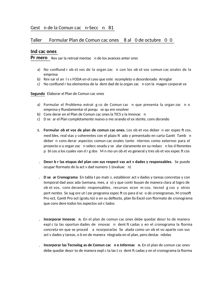Plan de Comunicaciones - Taller 3