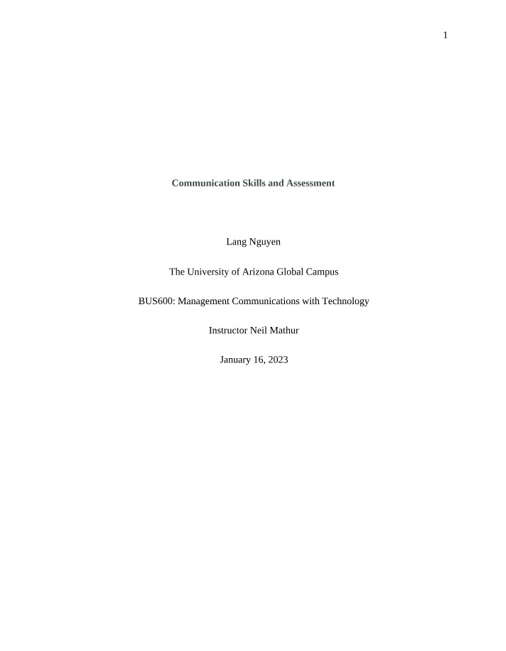 Communication Skills - Strategies and Assessment