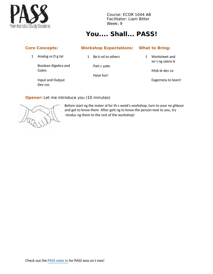 Week 9 - ECOR 1044 AB