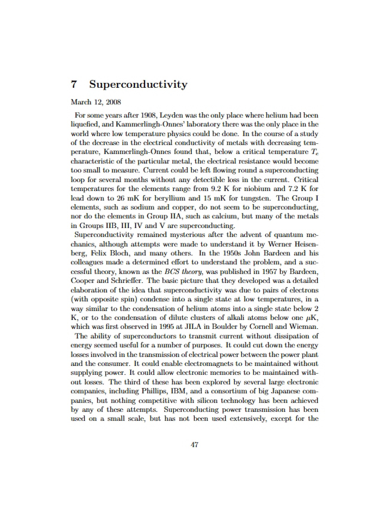 Physics of Superconductivity
