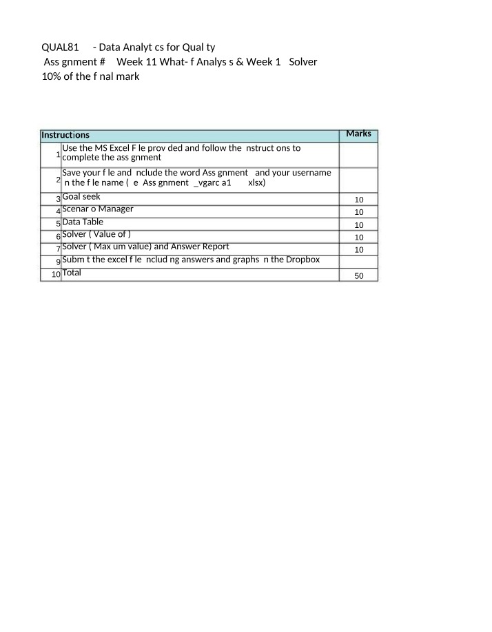 What-if Analysis and Solver - Data Analytics for Quality