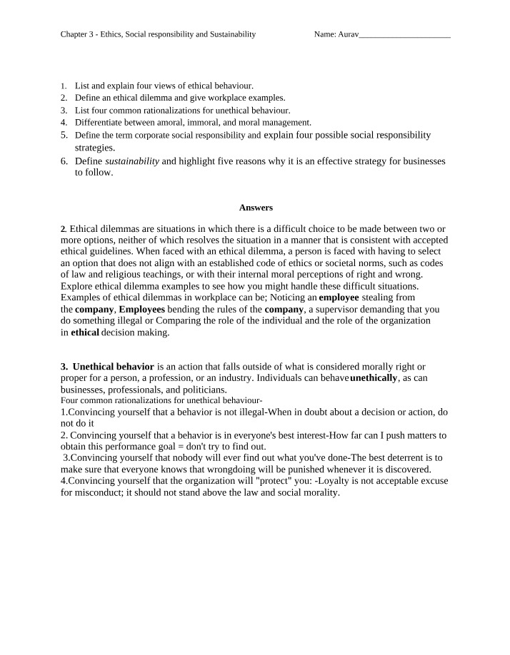 Workplace Dilemmas and Views on Ethical Behavior