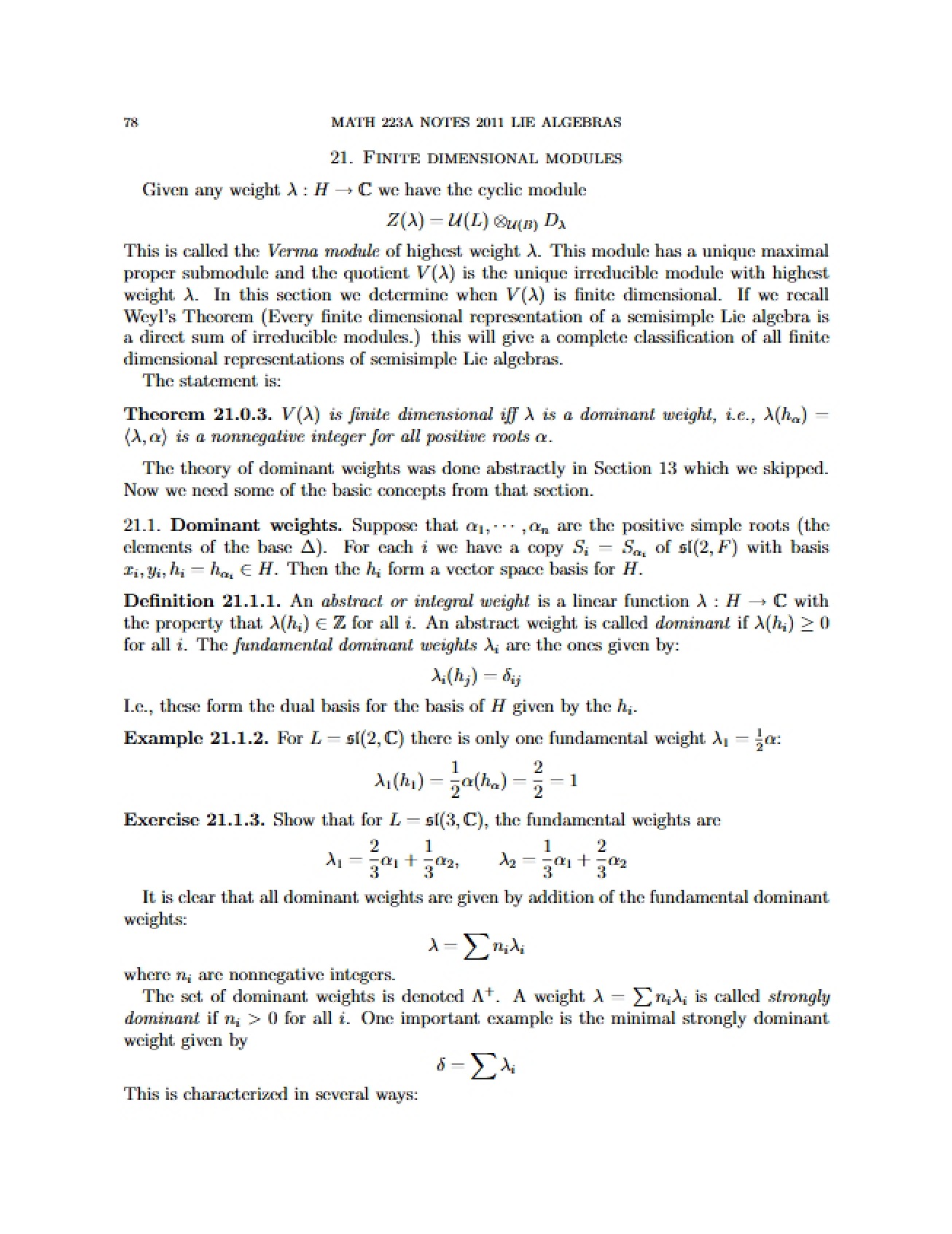 Lie Algebras Notes - Set 9