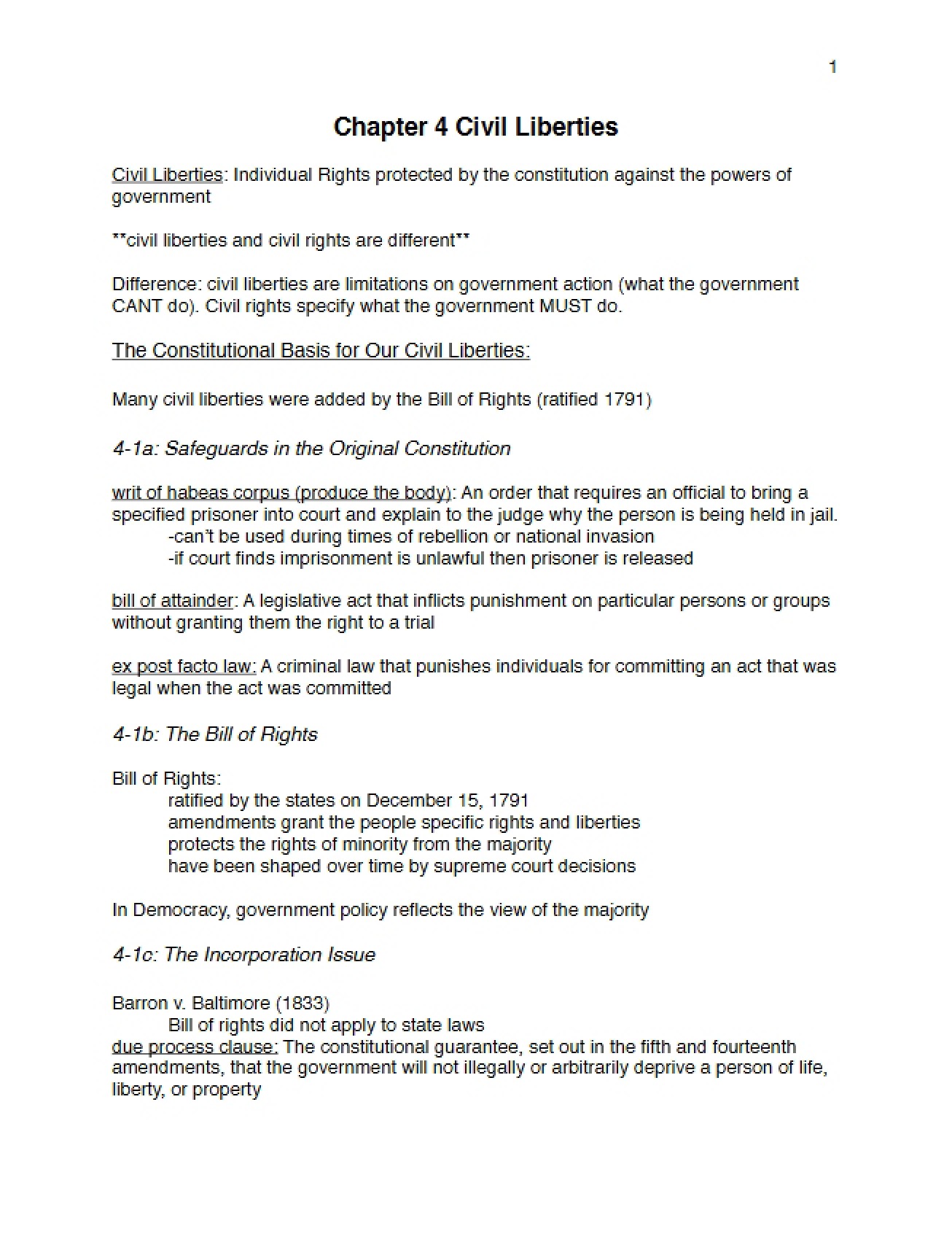 Civil Liberties Chapter Four