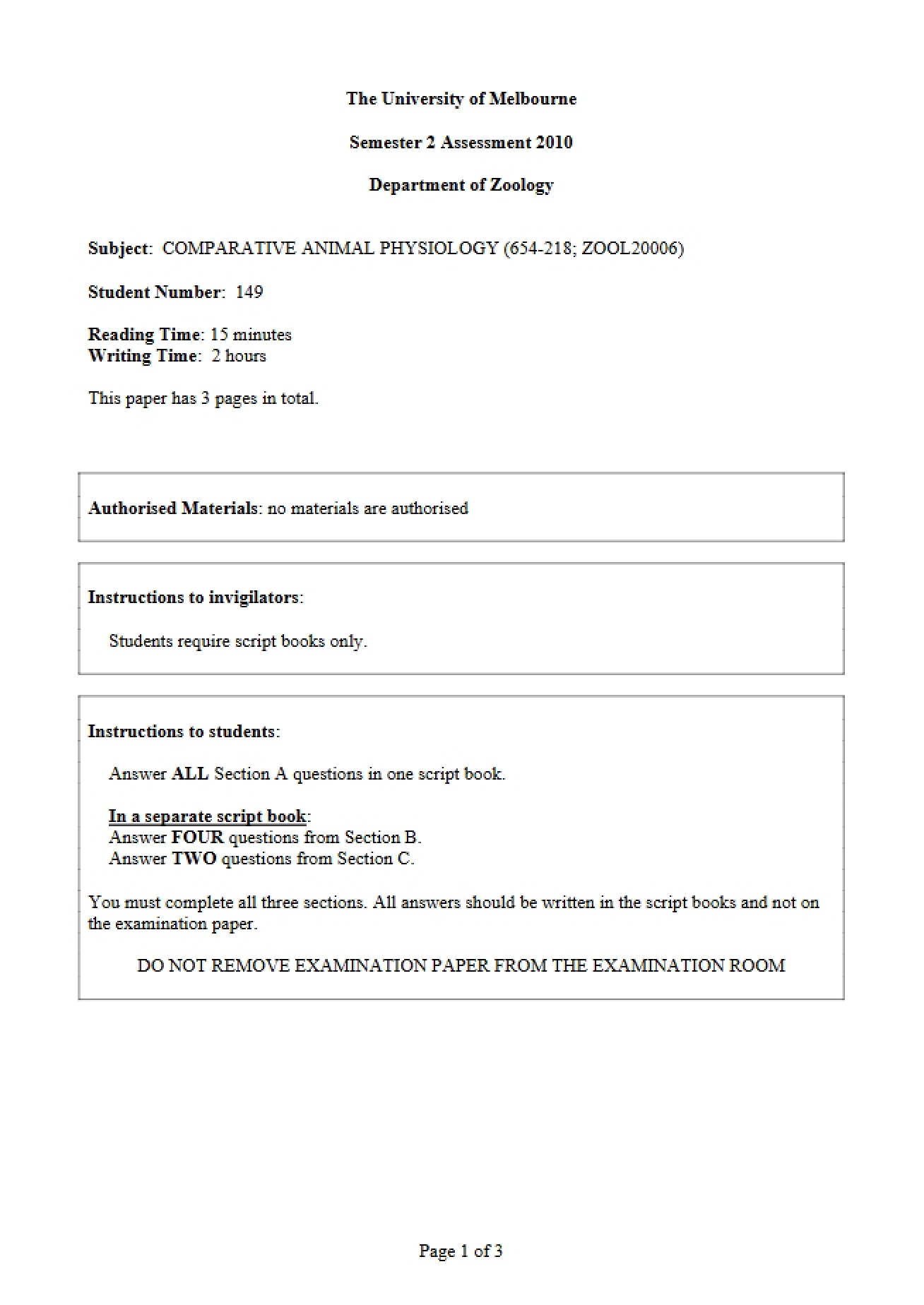Comparative Animal Physiology Document I