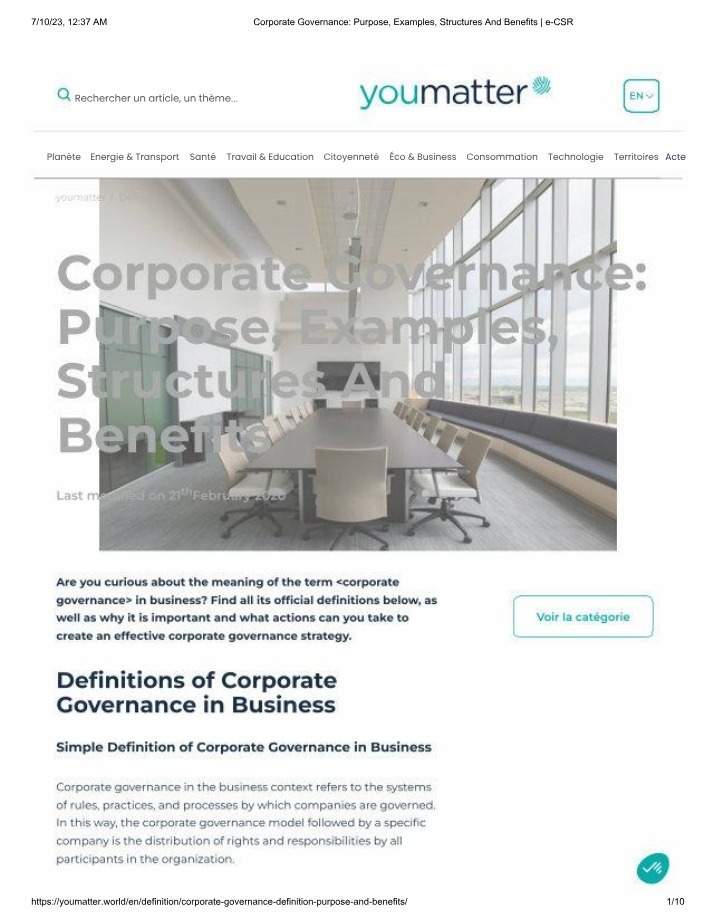 Corporate Governance - Purpose, Structures, and Benefits