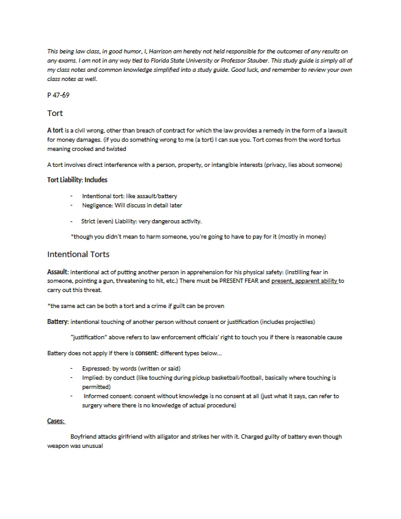 Tort Concepts