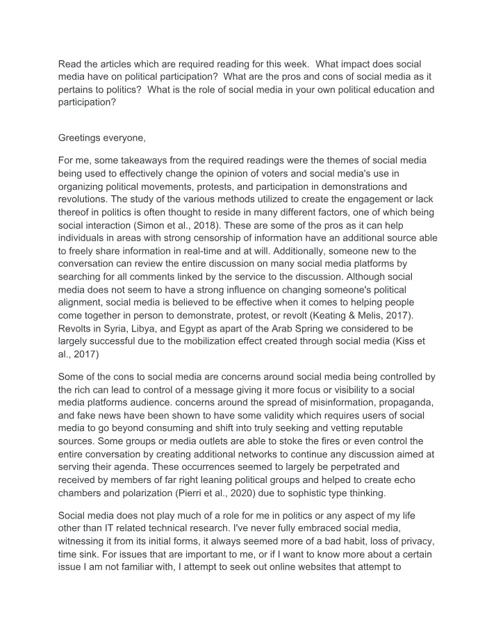 Social Media Impact on Political Participation - Pros
