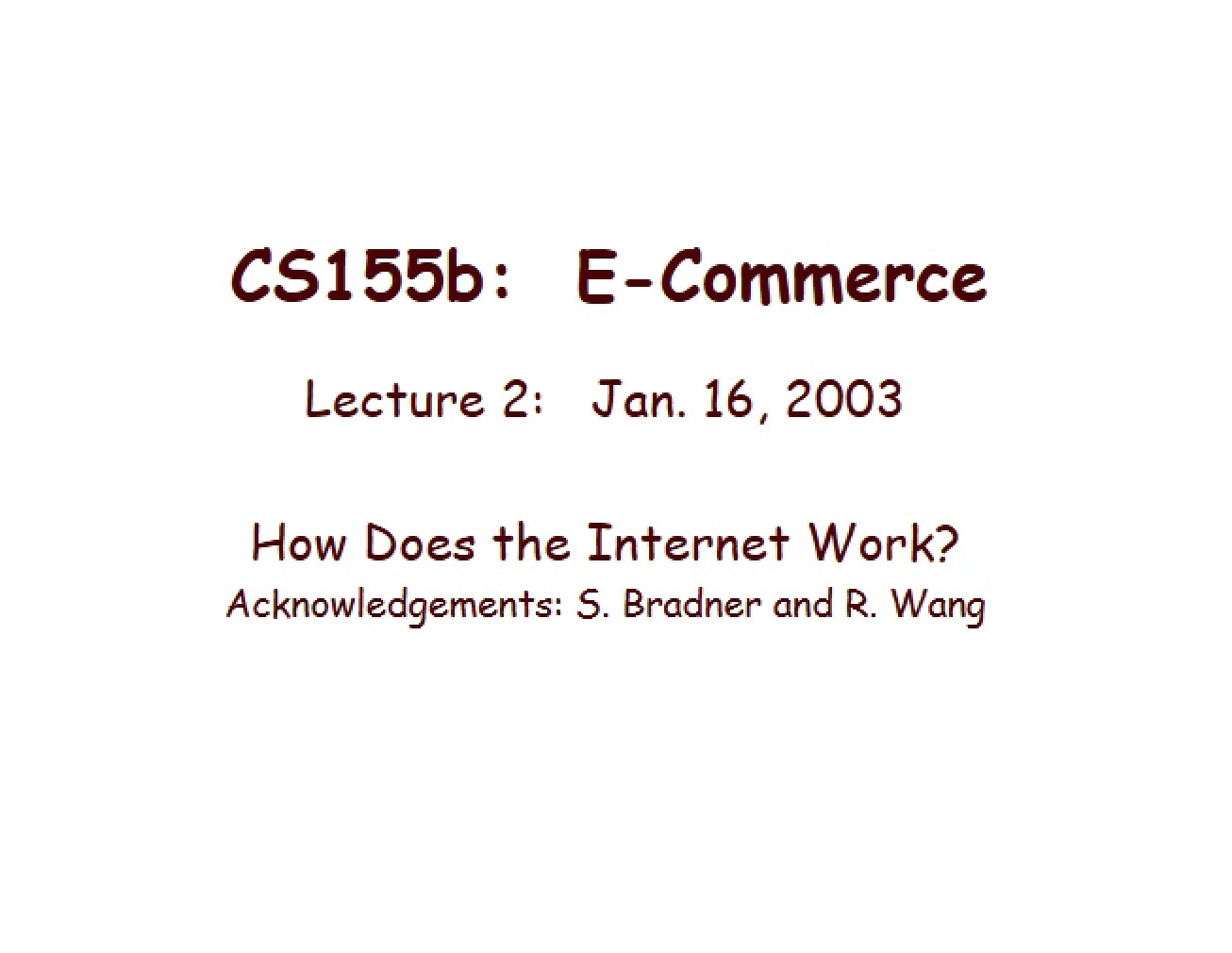 Second Lecture