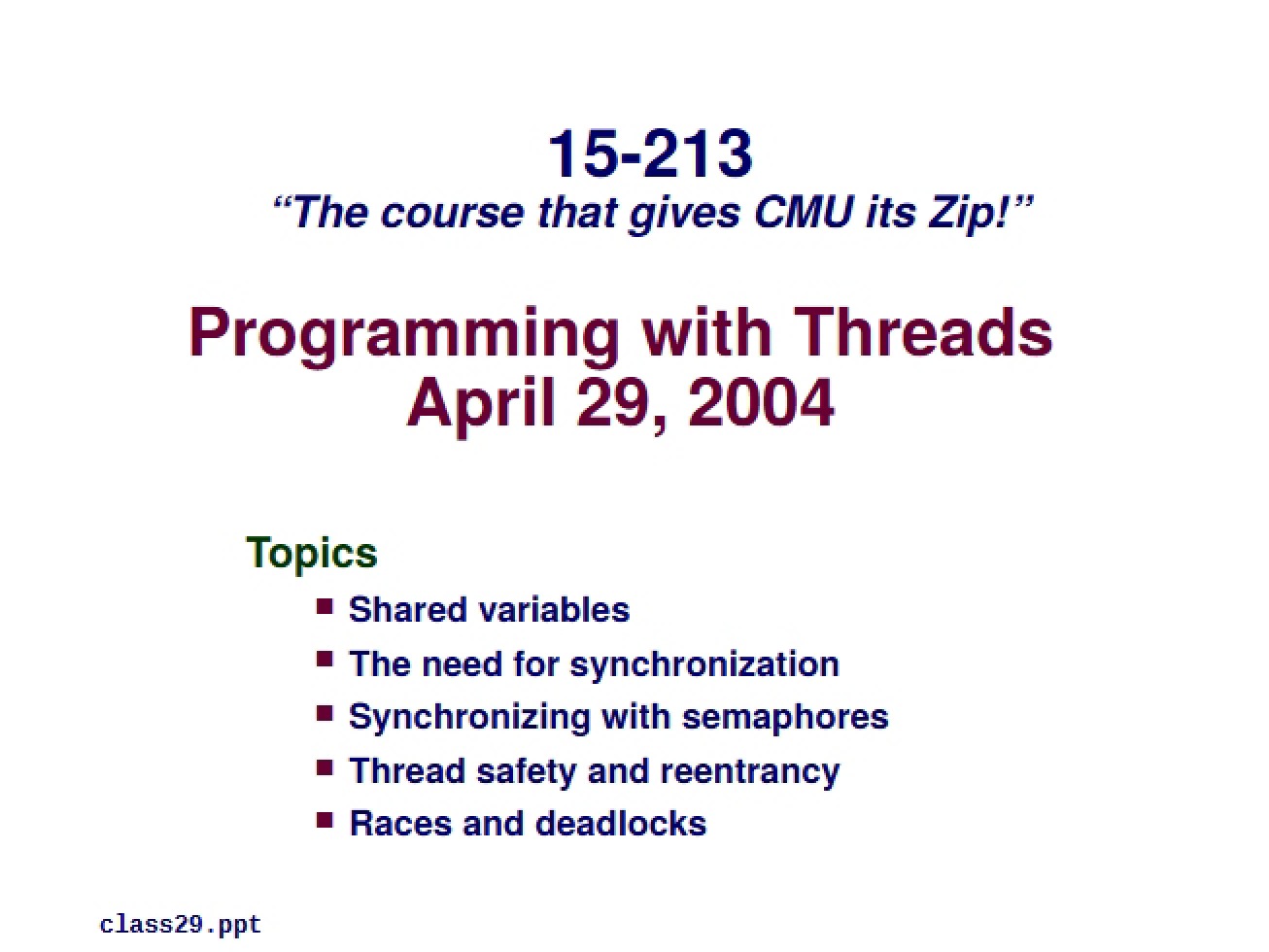 Session Eighty-Two Lecture Notes
