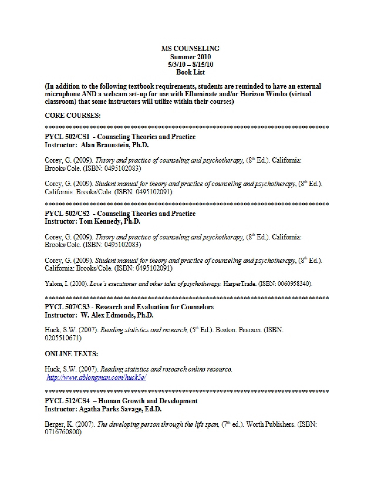 Master of Science in Counseling Overview