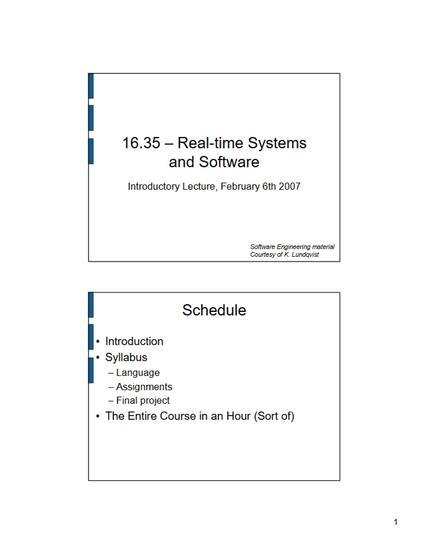 Software and Real-time Systems