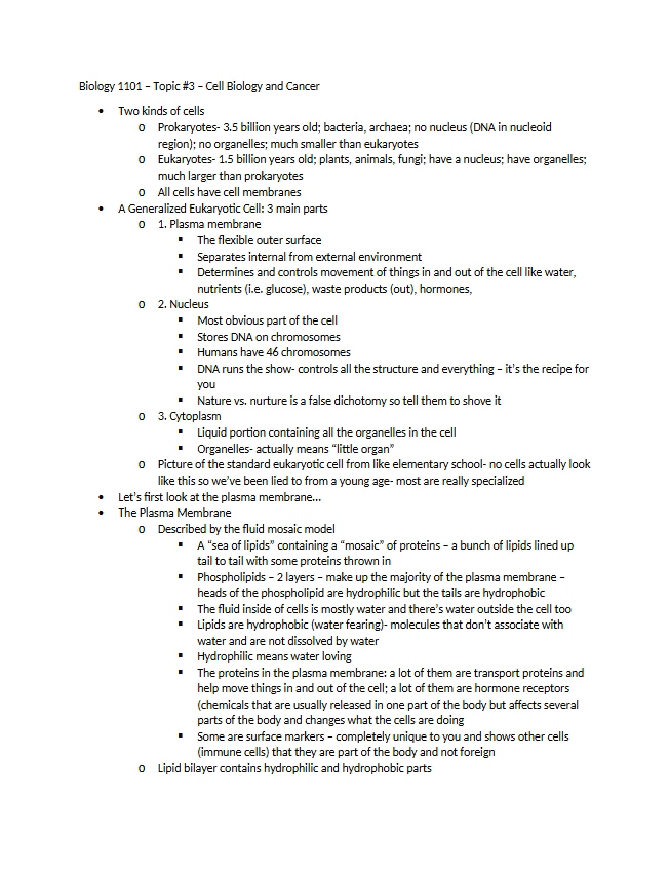 Cancer and Cell Biology