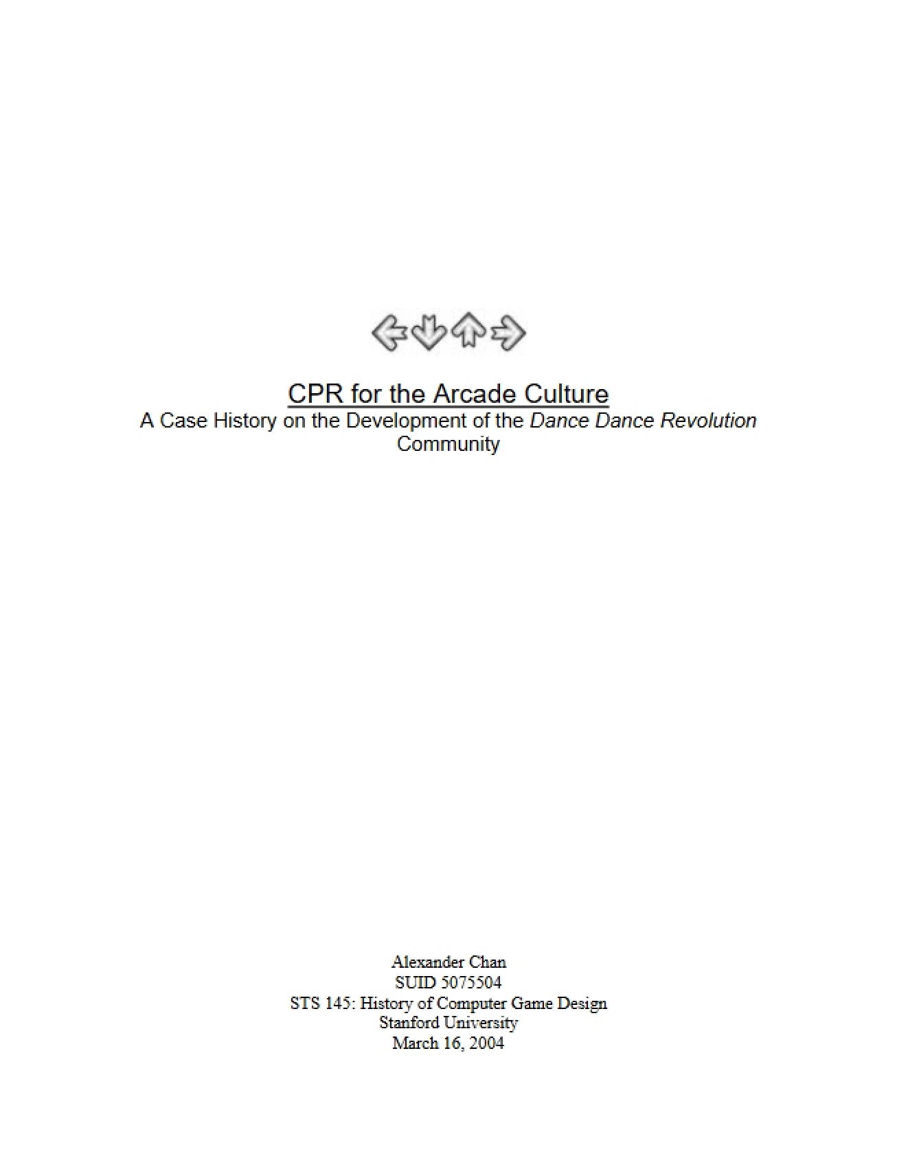 Development of the Dance Dance Revolution Community A Case History