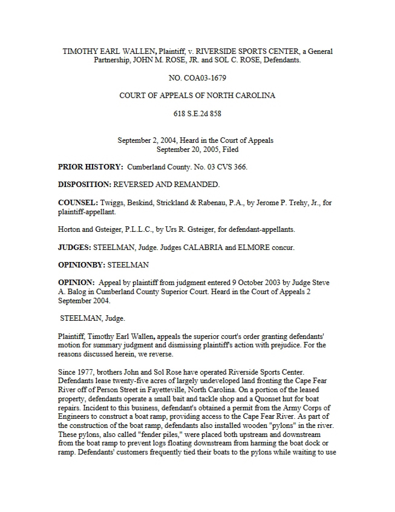 North Carolina Appeals Court