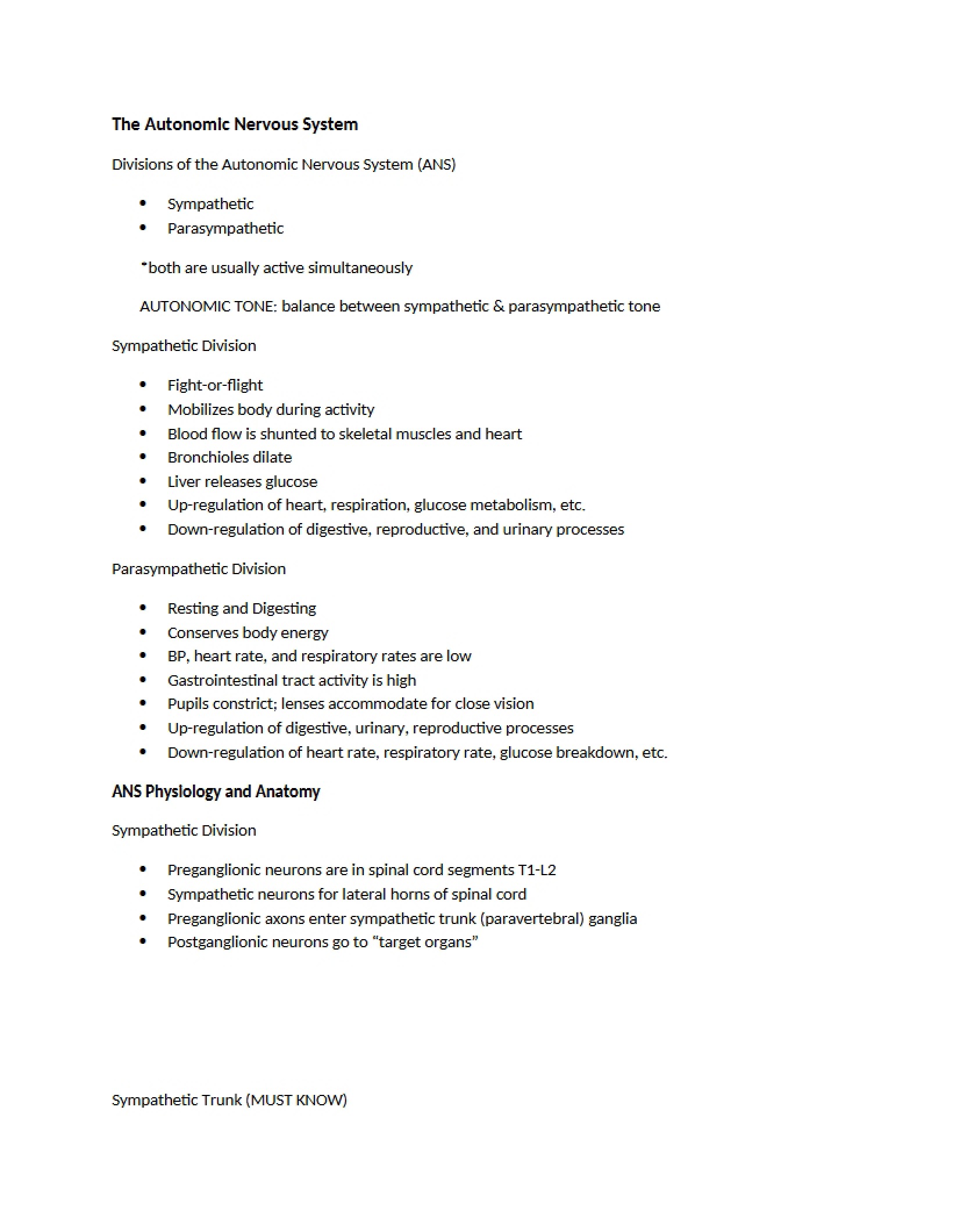 Nervous System Autonomic