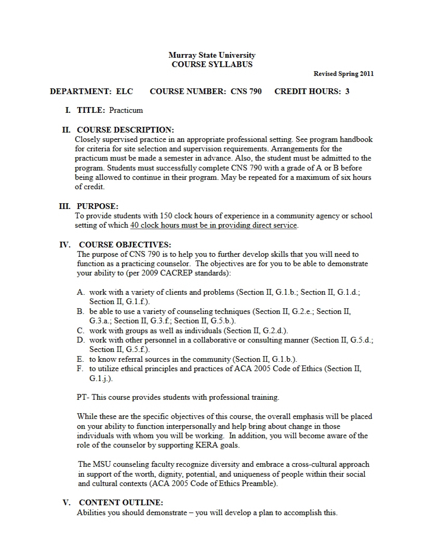 Syllabus - Practicum