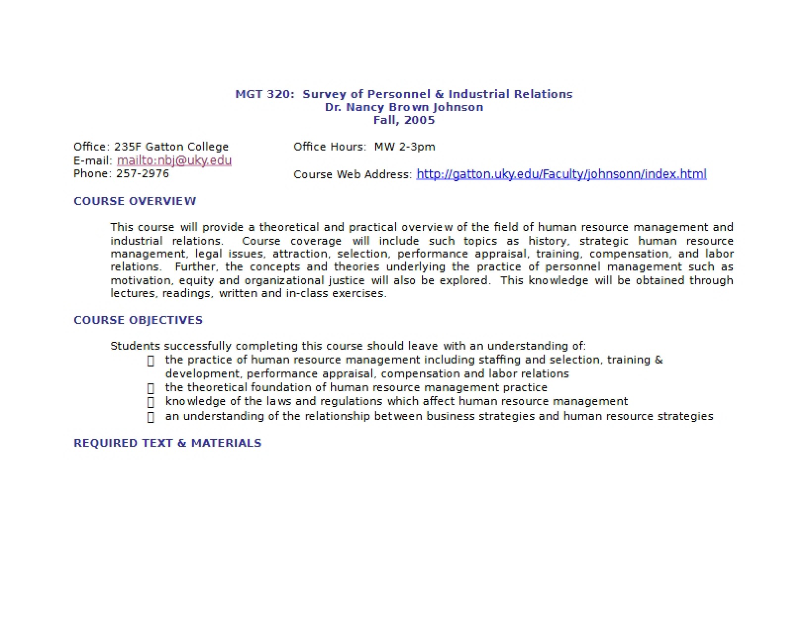 Course Syllabus