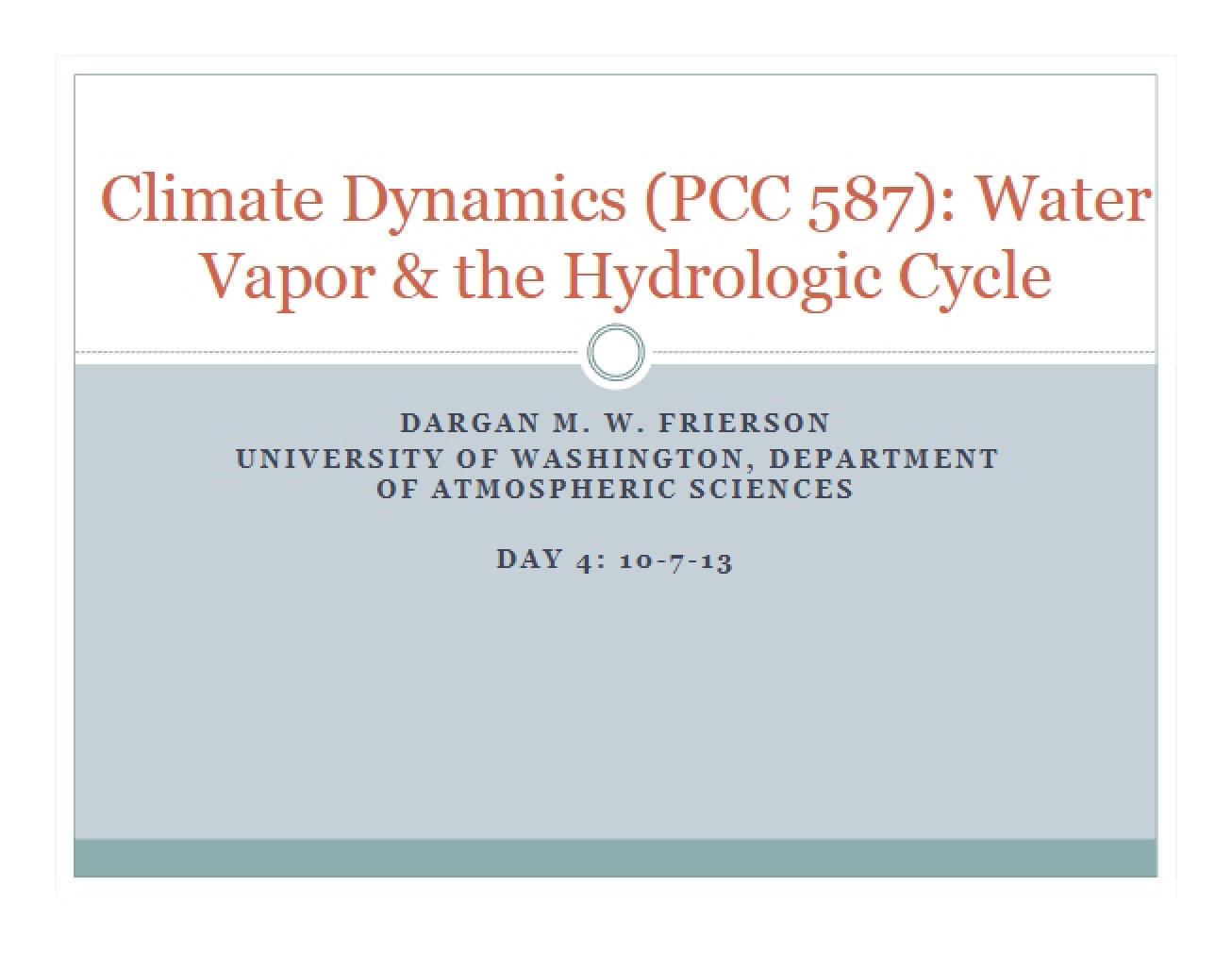 Dynamics of Climate