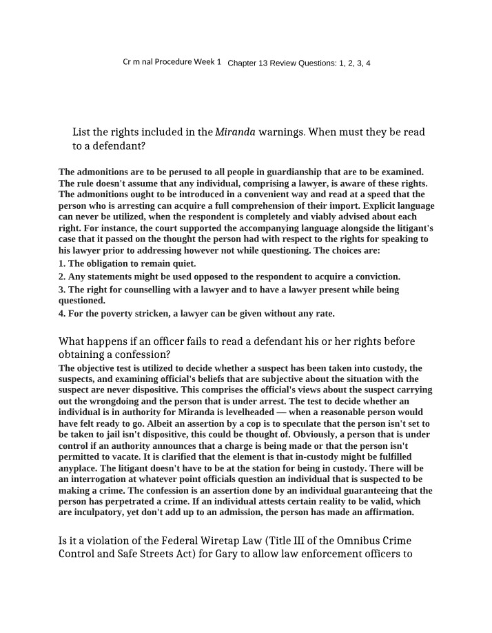 Consequences of Failure to Comply with Miranda Rights
